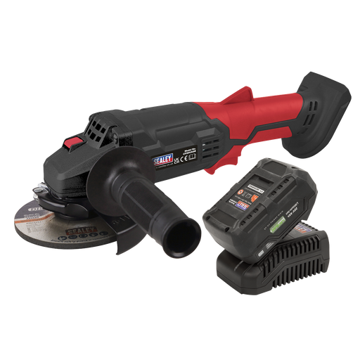 Sealey - CP20VAGBKIT1 Ø115mm 20V 4Ah Cordless Angle Grinder Kit Electric Power Tools Sealey - Sparks Warehouse