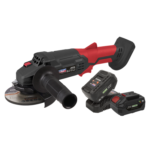 Sealey - CP20VAGBKIT 20V Ø115mm 4Ah Cordless Angle Grinder Kit - 2 Batteries Electric Power Tools Sealey - Sparks Warehouse
