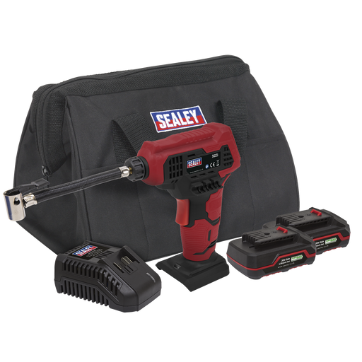 Sealey - Cordless Air Pump Kit 20V - 2 Batteries Electric Power Tools Sealey - Sparks Warehouse