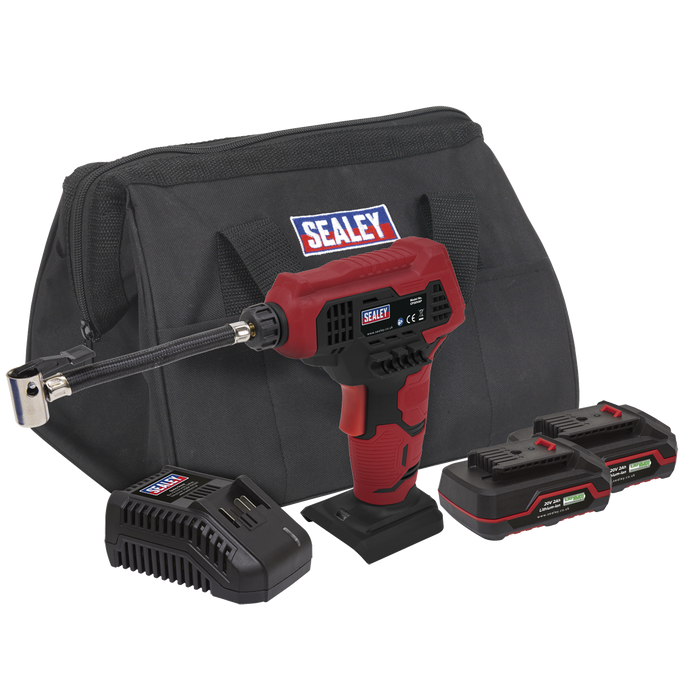 Sealey - Cordless Air Pump Kit 20V - 2 Batteries Electric Power Tools Sealey - Sparks Warehouse