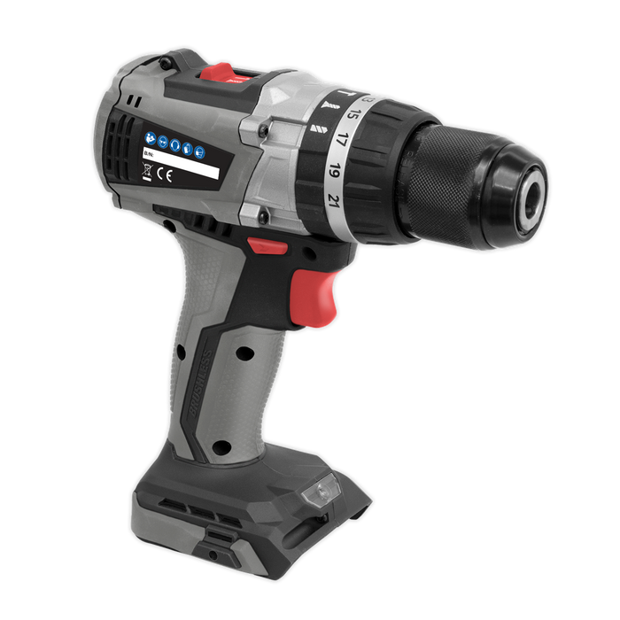 Sealey - CP20VDDX Brushless Hammer Drill/Driver Ø13mm 20V - Body Only Electric Power Tools Sealey - Sparks Warehouse