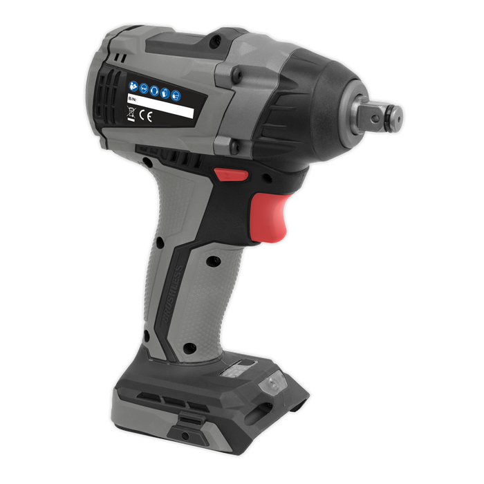 Sealey - CP20VIWX Brushless Impact Wrench 20V 1/2"Sq Drive 300Nm - Body Only Electric Power Tools Sealey - Sparks Warehouse