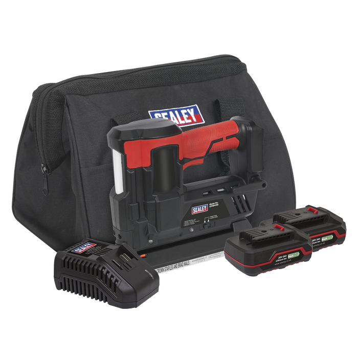 Sealey - Cordless Staple/Nail Gun Kit 18G 20V - 2 Batteries Electric Power Tools Sealey - Sparks Warehouse