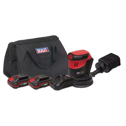 Sealey - CP20VOSKIT Cordless Orbital Palm Sander Kit Ø125mm 20V - 2 Batteries Electric Power Tools Sealey - Sparks Warehouse