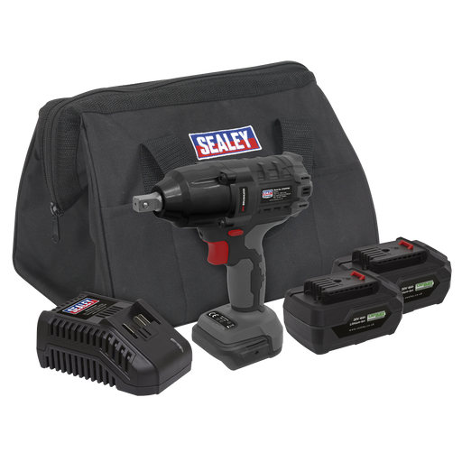 Sealey - Impact Wrench Kit 1/2"Sq Drive 700Nm 20V - 2 Batteries Electric Power Tools Sealey - Sparks Warehouse