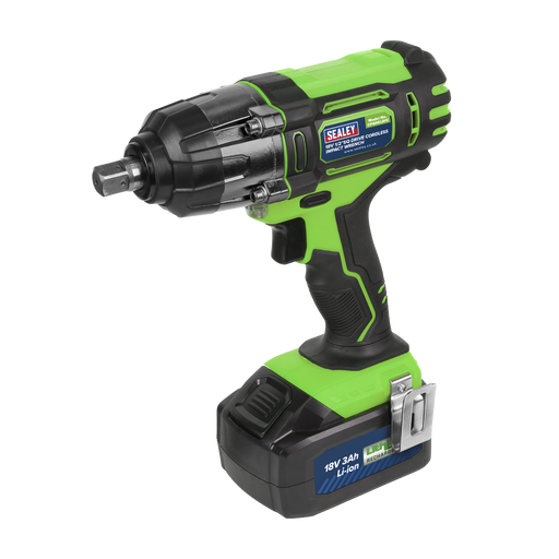 Sealey - CP400LIHV Cordless Impact Wrench 18V 3Ah Li-ion 1/2"Sq Drive Hi-Vis Electric Power Tools Sealey - Sparks Warehouse