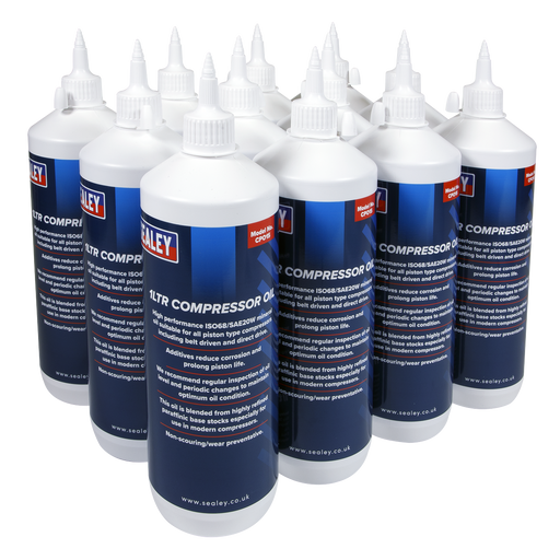 Sealey - CPO/1 Compressor Oil 1L - Pack of 12 Consumables Sealey - Sparks Warehouse