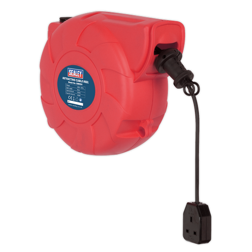Sealey - CRM151 Cable Reel System Retractable 15m 1 x 230V Socket Lighting & Power Sealey - Sparks Warehouse
