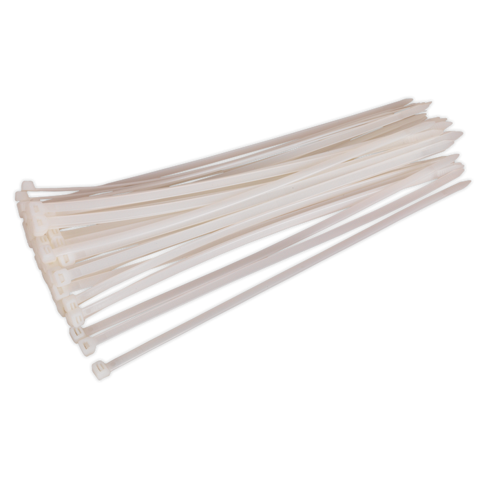 Sealey - CT35076P50W Cable Tie 350 x 7.6mm White Pack of 50 Consumables Sealey - Sparks Warehouse