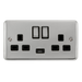 Scolmore DPCH570BK - 13A Ingot 2 Gang Switched Socket With 2.1A USB Outlet (Twin Earth) - Black Deco Plus Scolmore - Sparks Warehouse