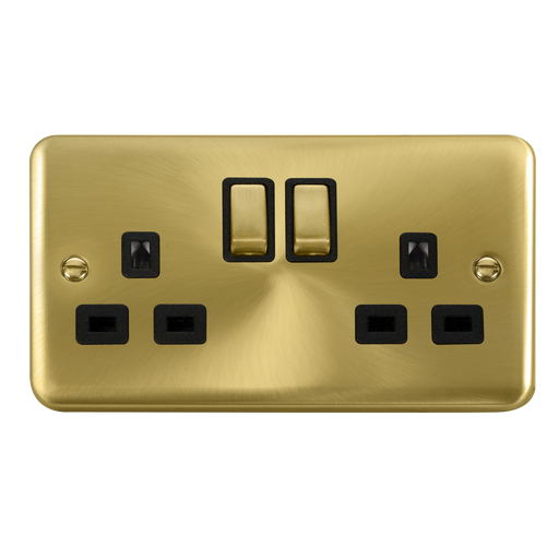 Scolmore DPSB1536BK Deco Plus Satin Brass Dp 2g Sw Skt Sbbk  Scolmore - Sparks Warehouse