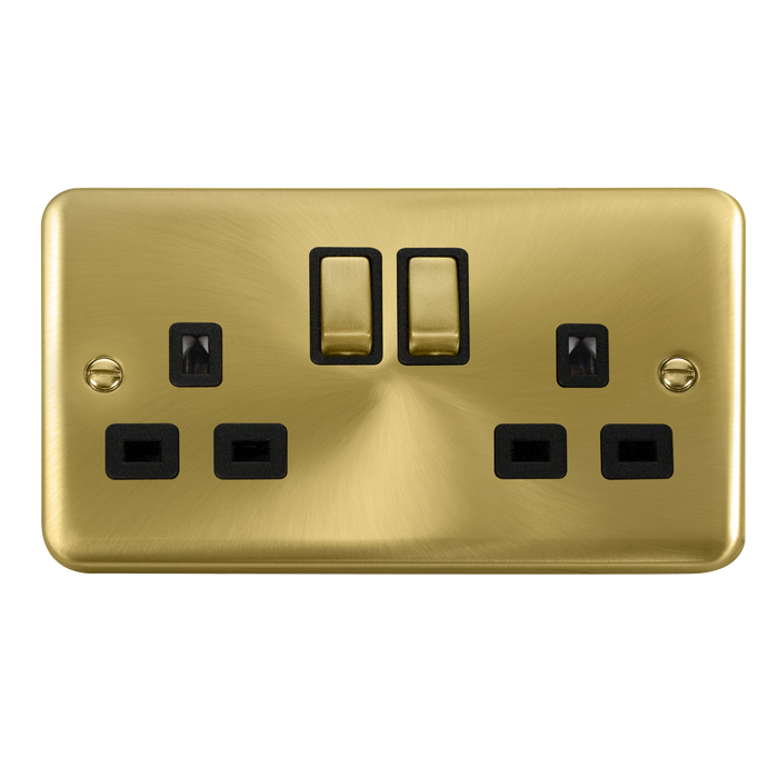 Scolmore DPSB1536BK Deco Plus Satin Brass Dp 2g Sw Skt Sbbk  Scolmore - Sparks Warehouse