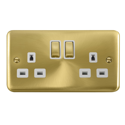 Scolmore DPSB1536WH Deco Plus Satin Brass Dp 2g Sw Skt Sbwh  Scolmore - Sparks Warehouse