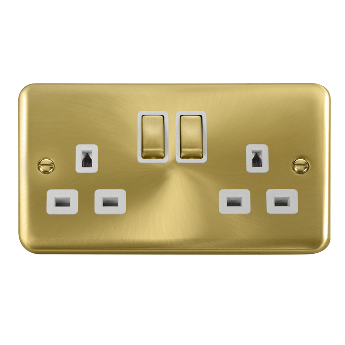 Scolmore DPSB1536WH Deco Plus Satin Brass Dp 2g Sw Skt Sbwh  Scolmore - Sparks Warehouse