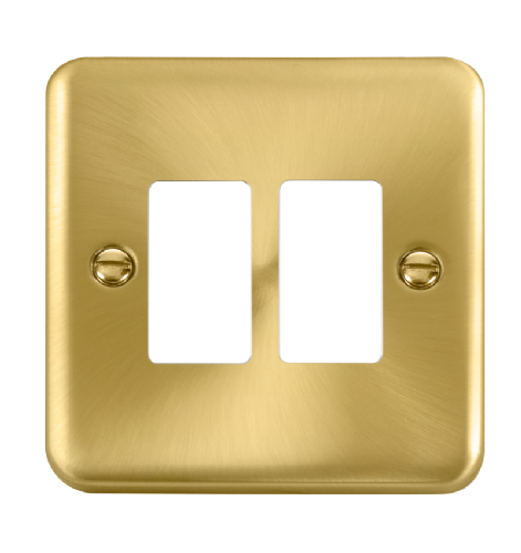 Scolmore DPSB20402 - 2 Gang GridPro® Frontplate - Satin Brass GridPro Scolmore - Sparks Warehouse