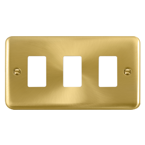 Scolmore DPSB20403 - 3 Gang GridPro® Frontplate - Satin Brass GridPro Scolmore - Sparks Warehouse