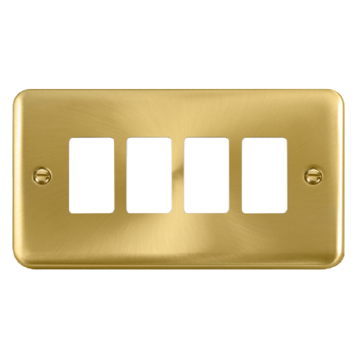 Scolmore DPSB20404 - 4 Gang GridPro® Frontplate - Satin Brass GridPro Scolmore - Sparks Warehouse