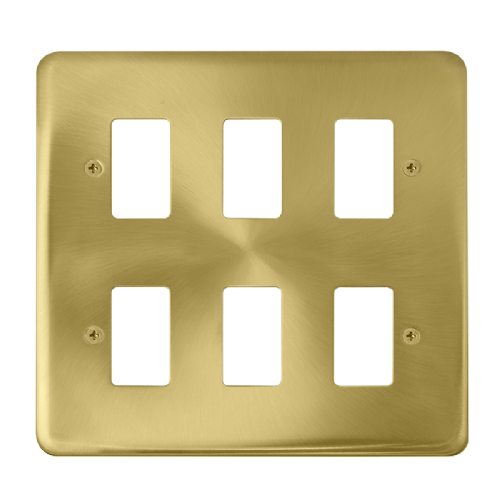 Scolmore DPSB20506 - 6 Gang GridPro® Frontplate - Satin Brass GridPro Scolmore - Sparks Warehouse