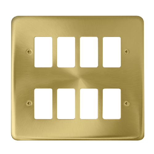 Scolmore DPSB20508 - 8 Gang GridPro® Frontplate - Satin Brass GridPro Scolmore - Sparks Warehouse