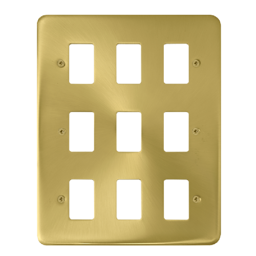 Scolmore DPSB20509 - 9 Gang GridPro® Frontplate - Satin Brass GridPro Scolmore - Sparks Warehouse