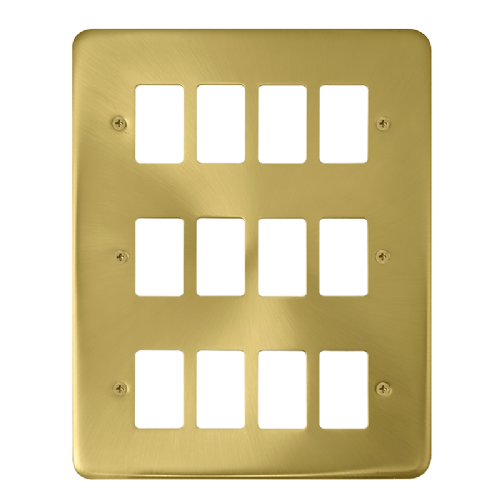 Scolmore DPSB20512 - 12 Gang GridPro® Frontplate - Satin Brass GridPro Scolmore - Sparks Warehouse