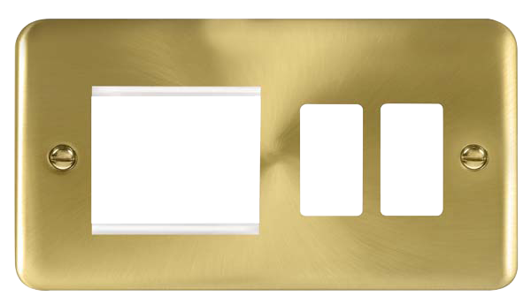 Scolmore DPSB31102 Gridpro Deco Plus - Frontplates - Satin Brass Dpsb 2+2 Combi Plate  Scolmore - Sparks Warehouse