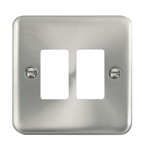 Scolmore DPSC20402 - 2 Gang GridPro® Frontplate - Satin Chrome GridPro Scolmore - Sparks Warehouse