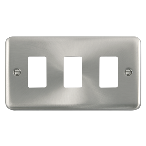 Scolmore DPSC20403 - 3 Gang GridPro® Frontplate - Satin Chrome GridPro Scolmore - Sparks Warehouse