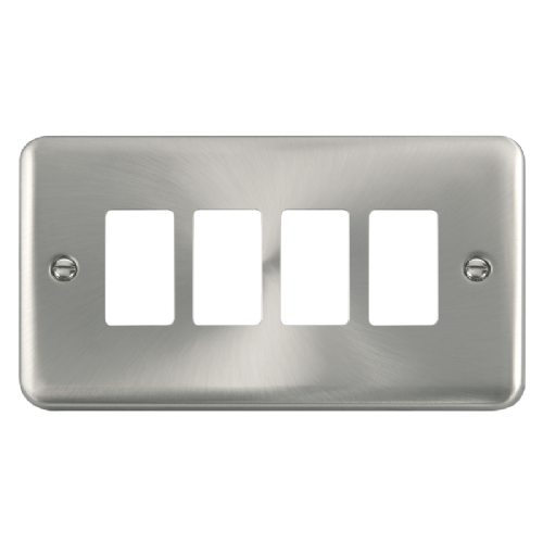 Scolmore DPSC20404 - 4 Gang GridPro® Frontplate - Satin Chrome GridPro Scolmore - Sparks Warehouse