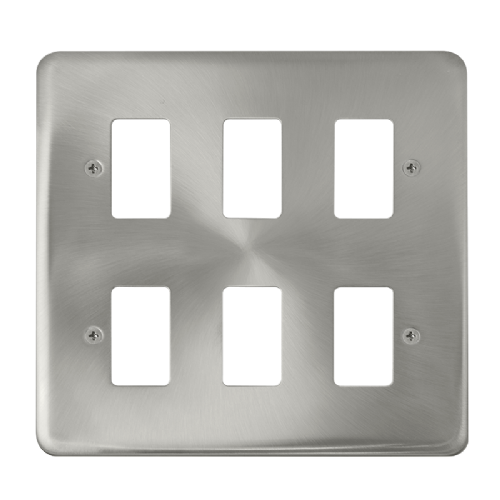 Scolmore DPSC20506 - 6 Gang GridPro® Frontplate - Satin Chrome GridPro Scolmore - Sparks Warehouse