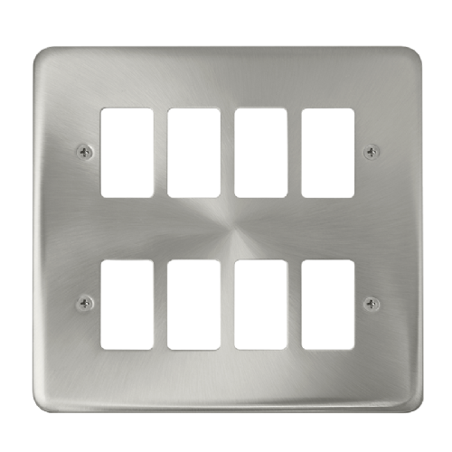 Scolmore DPSC20508 - 8 Gang GridPro® Frontplate - Satin Chrome GridPro Scolmore - Sparks Warehouse