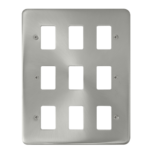 Scolmore DPSC20509 - 9 Gang GridPro® Frontplate - Satin Chrome GridPro Scolmore - Sparks Warehouse