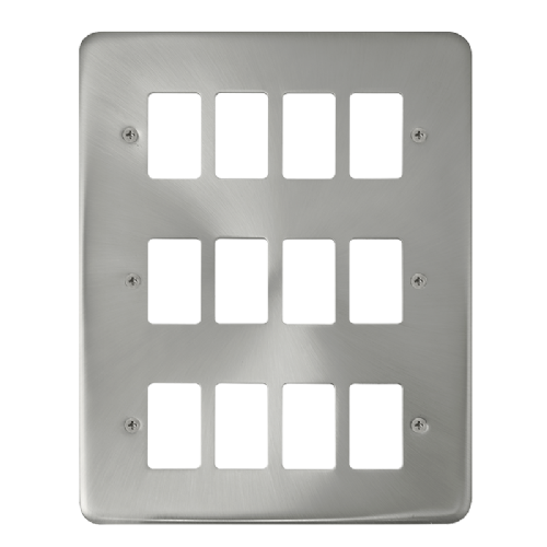 Scolmore DPSC20512 - 12 Gang GridPro® Frontplate - Satin Chrome GridPro Scolmore - Sparks Warehouse