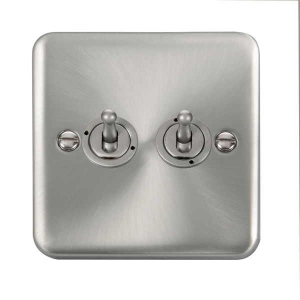 Scolmore DPSC422 Deco Plus Satin Chrome 10ax 2-gang 2-way Toggle Switch  Scolmore - Sparks Warehouse