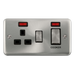 Scolmore DPSC505BK - 45A Ingot 2 Gang DP Switch With 13A DP Switched Socket + Neons - Black Deco Plus Scolmore - Sparks Warehouse
