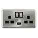 Scolmore DPSC570BK - 13A Ingot 2 Gang Switched Socket With 2.1A USB Outlet (Twin Earth) - Black Deco Plus Scolmore - Sparks Warehouse