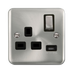 Scolmore DPSC571BK - 13A Ingot 1 Gang Switched Socket With 2.1A USB Outlet - Black Deco Plus Scolmore - Sparks Warehouse