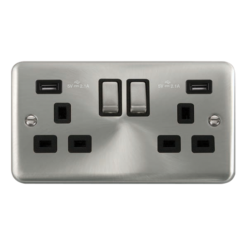 Scolmore DPSC580BK Deco Plus Satin Chrome 2g Skt Usb 4.2a Dp  Scolmore - Sparks Warehouse