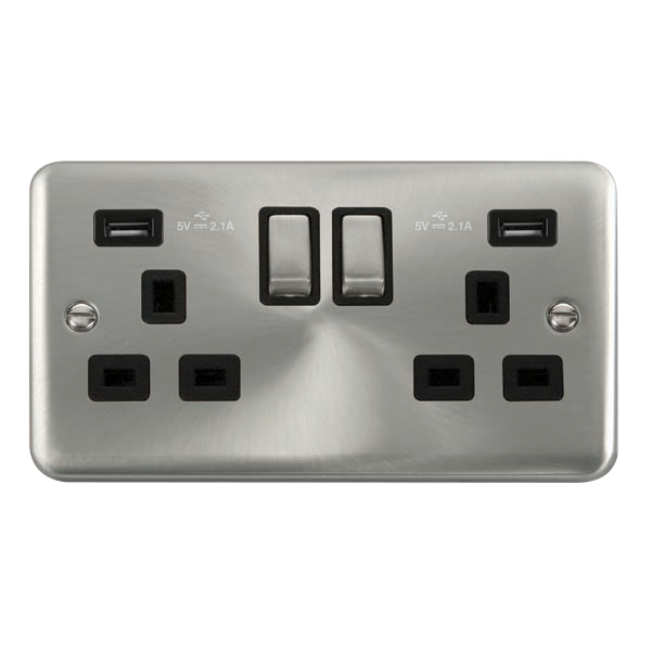 Scolmore DPSC580BK Deco Plus Satin Chrome 2g Skt Usb 4.2a Dp  Scolmore - Sparks Warehouse