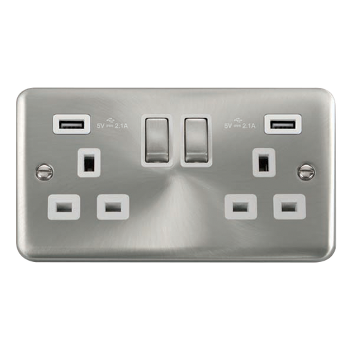 Scolmore DPSC580WH Deco Plus Satin Chrome 2g Skt Usb 4.2a Dp  Scolmore - Sparks Warehouse