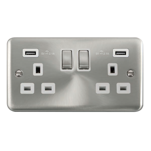 Scolmore DPSC580WH Deco Plus Satin Chrome 2g Skt Usb 4.2a Dp  Scolmore - Sparks Warehouse