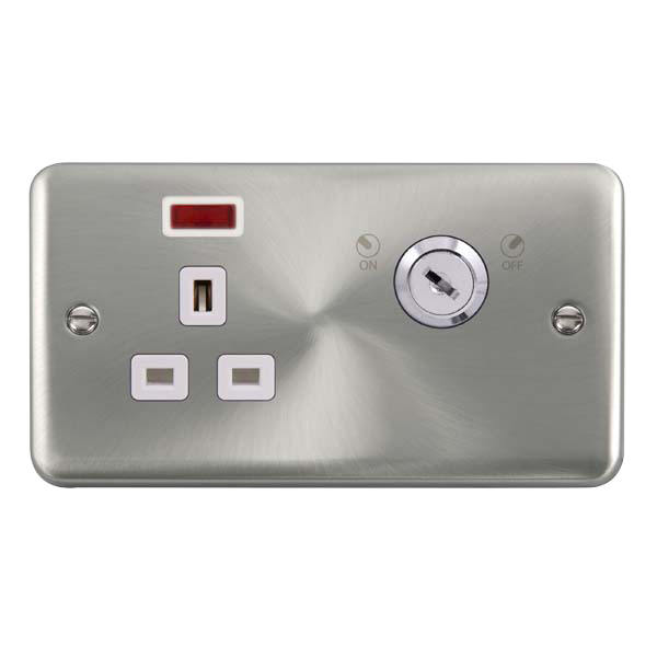 Scolmore DPSC655WH Deco Plus Satin Chrome 13a 1g Dp Lockable Skt Neon Deco+ Sc Wh  Scolmore - Sparks Warehouse