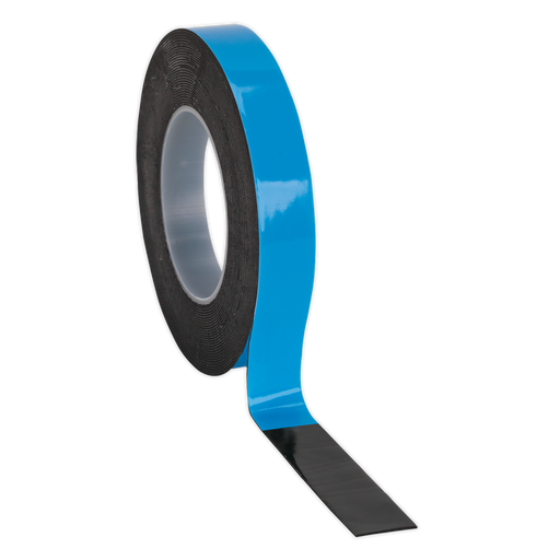 Sealey - DSTB195 Double-Sided Adhesive Foam Tape 19mm x 5m Blue Backing Consumables Sealey - Sparks Warehouse