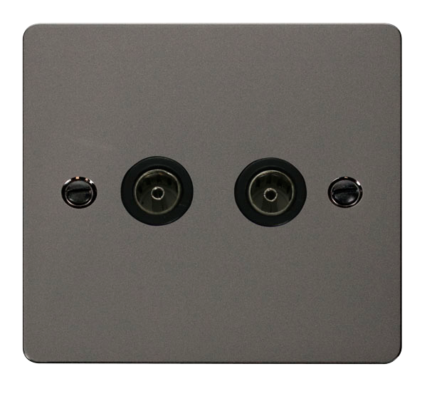 Scolmore FPBN066BK Define Black Nickel Flat Plate Double Coaxial Socket  Scolmore - Sparks Warehouse