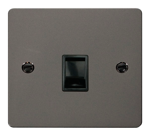 Scolmore FPBN115BK Define Black Nickel Flat Plate Single Rj11 Telephone Socket  Scolmore - Sparks Warehouse