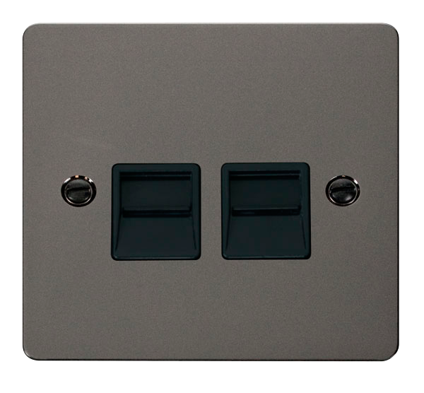 Scolmore FPBN121BK Define Black Nickel Flat Pl Twin Tel.mas  Scolmore - Sparks Warehouse