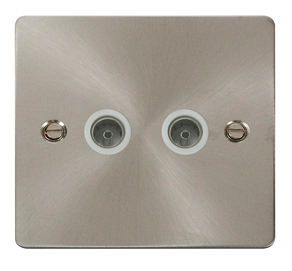 Scolmore FPBS066WH Define Brushed Stainless Flat Plate Double Coaxial Socket  Scolmore - Sparks Warehouse