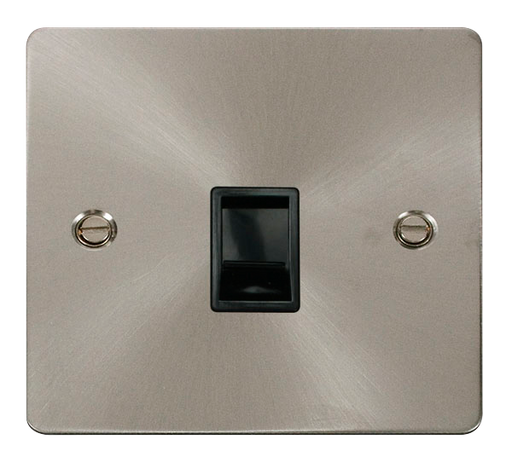 Scolmore FPBS115BK Define Brushed Stainless Flat Plate Single Rj11 Telephone Socket  Scolmore - Sparks Warehouse