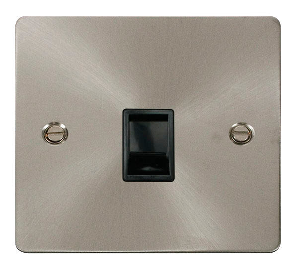 Scolmore FPBS115BK Define Brushed Stainless Flat Plate Single Rj11 Telephone Socket  Scolmore - Sparks Warehouse