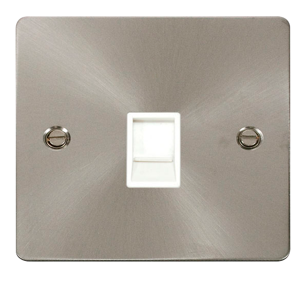 Scolmore FPBS115WH Define Brushed Stainless Flat Plate Single Rj11 Telephone Socket  Scolmore - Sparks Warehouse